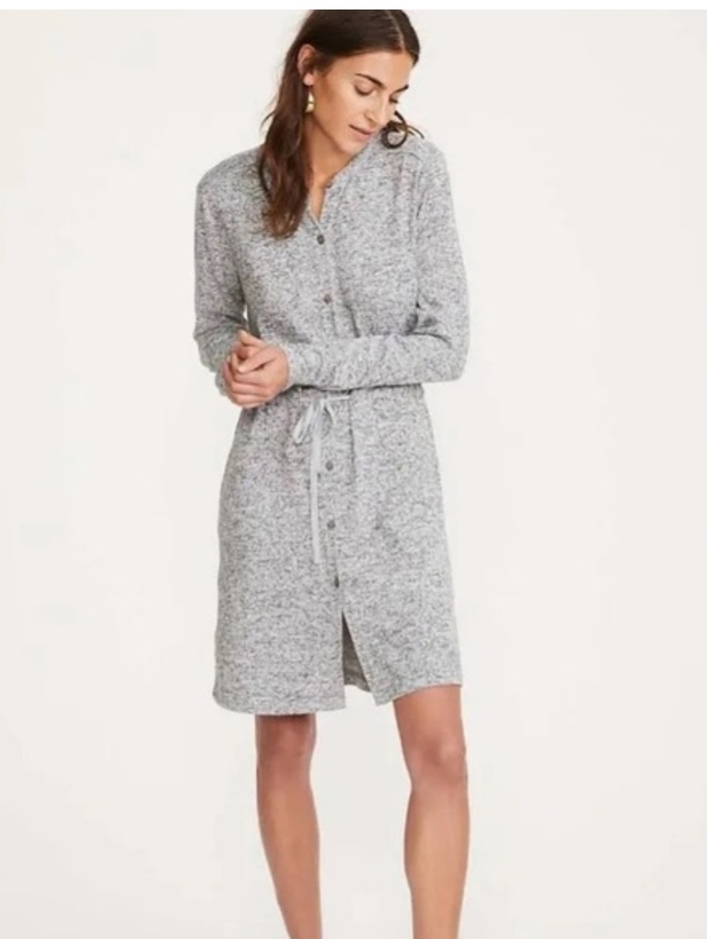 Lou & Grey Gray Long Sleeve Sleeve Sweater Dress Size Medium